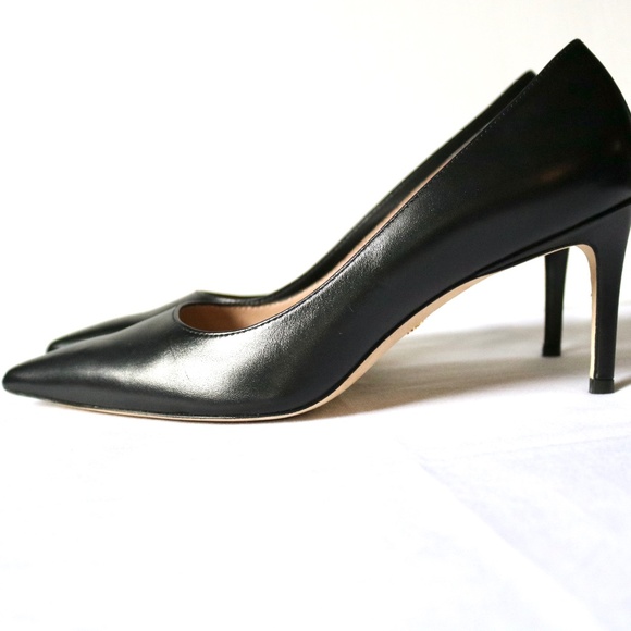 STUART WEITZMAN Stuart 75 Pump Black Leather 3" Heel Women's 7.5 Classic Fall - Picture 1 of 10